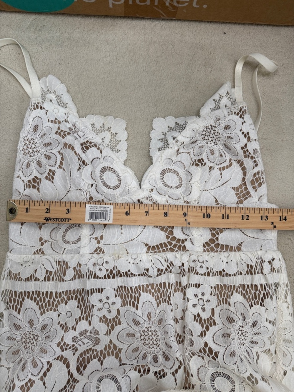 For Love & Lemons Gianna Midi Dress Bodycon White Lace Bodysuit Lined Size M - Picture 16 of 16